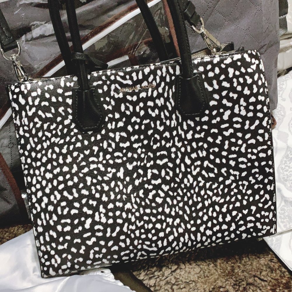 Michael Kors Mercer Leopard Leather Tote Bag